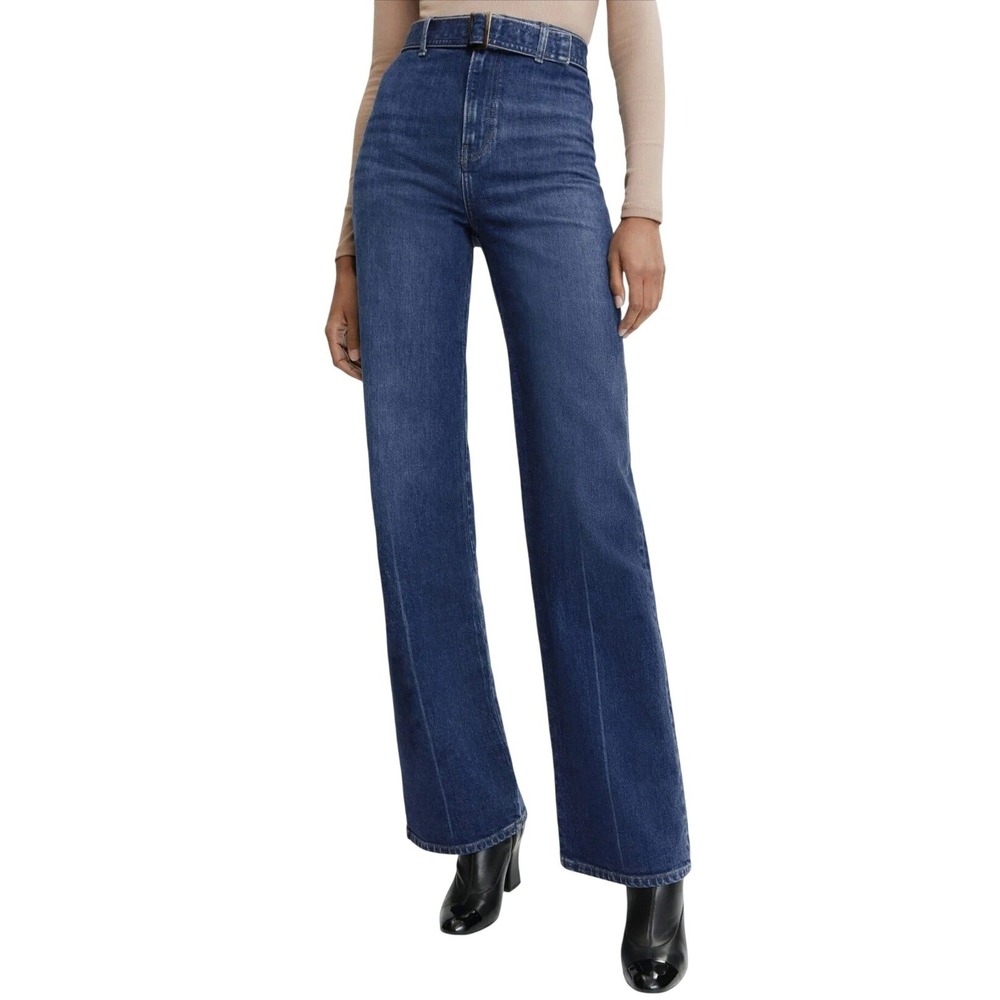 Reformation "Amelie" Jeans High Rise Wide Leg Belted Cotton Salinas Wash Sz 28 - Picture 2 of 14